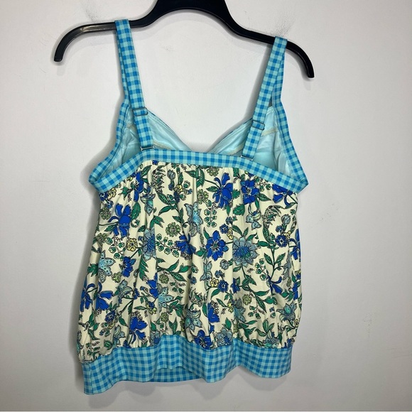 Lands’ End mix & match tankini set blue gingham checkered floral new size 16W - Picture 10 of 14